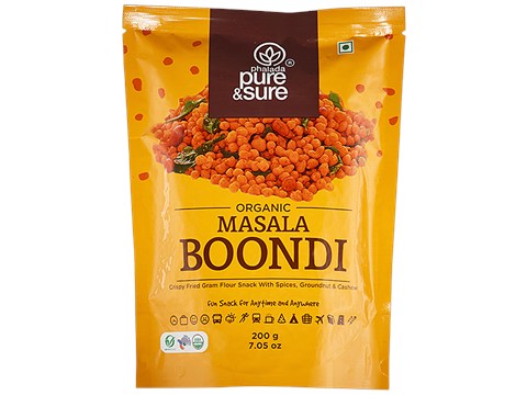 Phalada Pure & Sure Organic Masala Boondi - Crispy Fried Gram Flour Snack, 200 g