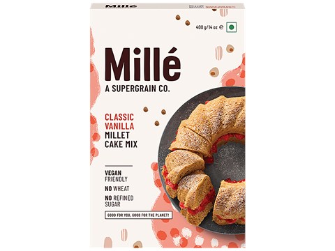 Mille Classic Vanilla Millet Cake Mix - No Wheat, No Refined Sugar, Vegan Friendly, 400 g
