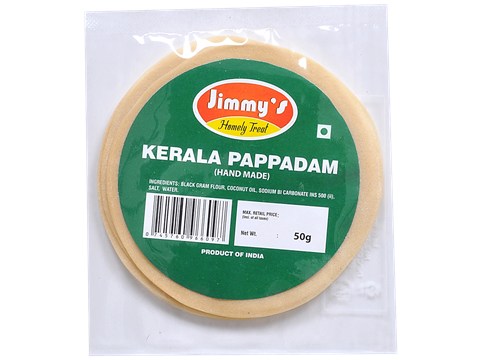 Jimmy's Kerala Pappadam - Handmade, 50 g