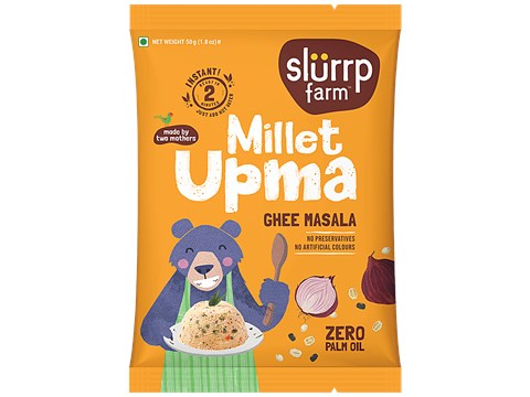 Slurrp Farm Instant Millet Upma - Ghee Masala, Zero Palm Oil, Protein & Fiber Rich, 50 g