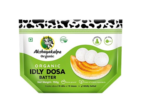 Akshayakalpa Organic Idli & Dosa Batter - Unsalted, No Soda, Healthy Breakfast, Preservatives Free, 750 g
