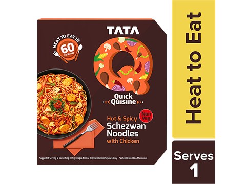 TATA Q Ready To Eat Hot & Spicy Schezwan Noodles With Chicken - High Quality Ingredients, 305 g