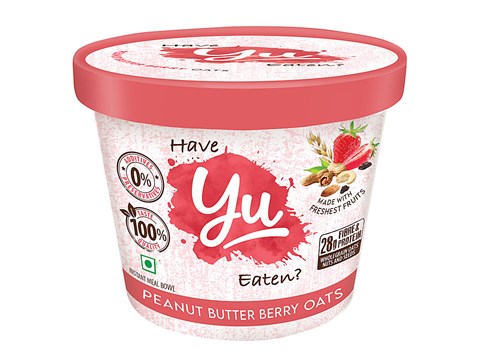 Yu Peanut Butter Berry Oats - Healthy Breakfast, Rich In Fibre, Protein, 60 g