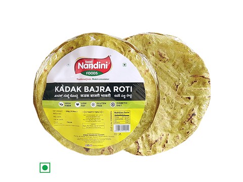 SWAD NANDINI FOODS Kadak Bajra Roti - High In Fibre, Gluten-Free, Good For Diabetes, 10 pcs