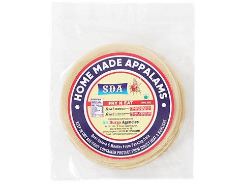 SDA  Udad Homemade Appalams/Papad - Fry & Eat, 150 g