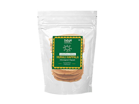 Delight Foods Hurali Happala Or Horsegram Papad - Roast/Fry Use, 340 g