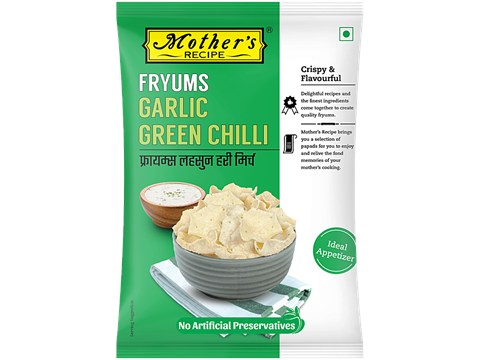 Mother's Recipe Garlic Green Chilli Fryums, 100 g