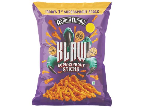 Klaw Achari Nimbu Sprouted Moong & Jowar Sticks - Baked, 40 g
