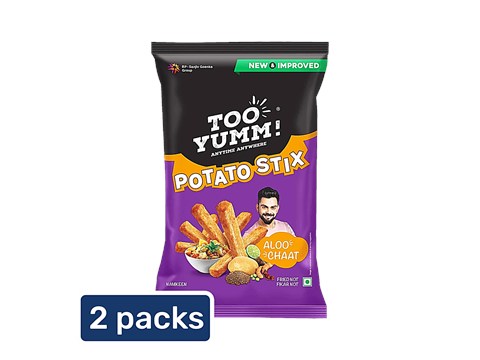 Too Yumm! Aloo Chaat Flavour Potato Stix Namkeen, 2 x 70 g