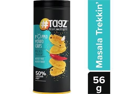 tagz Popped Potato Chips - Masala Trekkin, 56 g