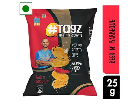 tagz Beer N' Barbeque Popped Potato Chips, 25 g