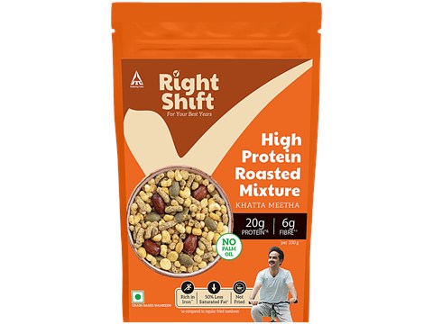 Right Shift High Protein Roasted Khatta Meetha Mix - No Palm Oil, 20g Protein, 150 g