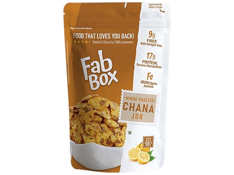 Fabbox Roasted Chana Jor Garam - Lemon, Gluten Free, No Preservatives, Healthy Snack, 180 g