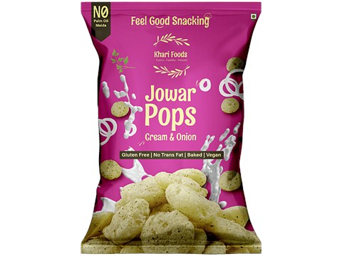 Khari Foods Cream & Onion Jowar Pops, 50 g