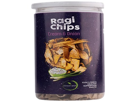 Greenland Ragi Chips - Cream & Onion Flavour, Healthy Snacks, 135 g