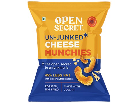 Open Secret Cheese Munchies Puffed Snack - Made With Jowar, Roasted, 25 g