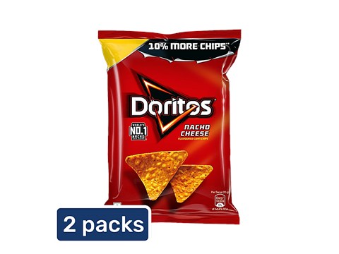 Doritos Nacho Cheese Flavour Corn Chips, 2x142 g