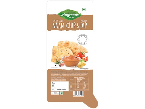 Wingreens Farms Butter GarlicNaanChip & Makhani Dip, 70 g