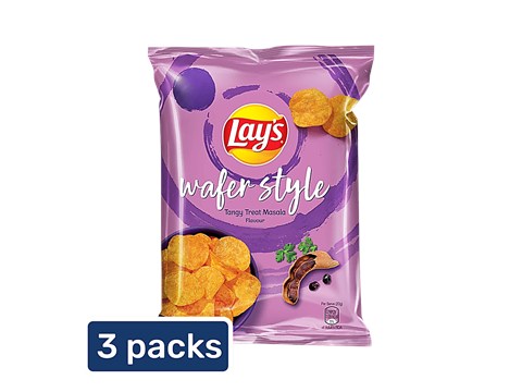 Lay's Wafer Style - Potato Chips, Tangy Treat Flavour, 3 x 40 g