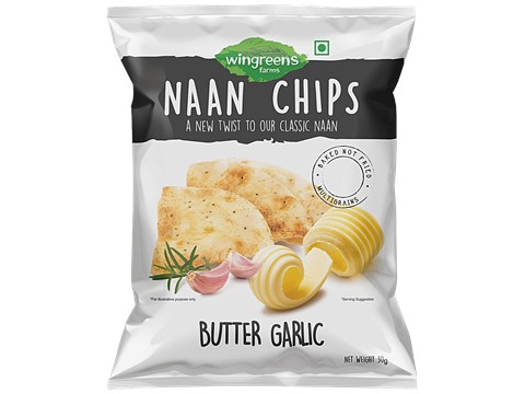 Wingreens Farms Naan Chips - Butter Garlic, 30 g