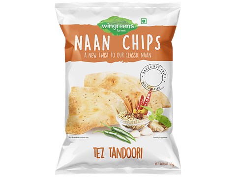 Wingreens Farms Naan Chips - Tez Tandoori, 60 g