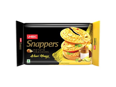 Unibic Snappers Potato Crackers - Achari Mango, Crispy & Crunchy, 300 g