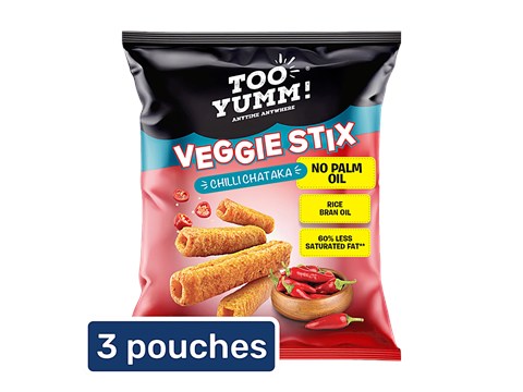Too Yumm! Chilli Chataka Veggie Stix, 3x45 g