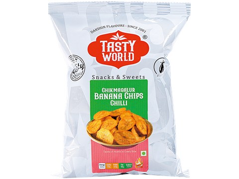 Tasty World Banana Chips - Chilli, 120 g