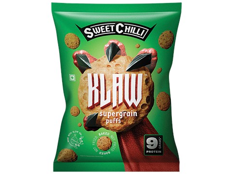 Klaw Sweet Chilli Supergrain Puffs - Baked Not Fried, Made With Olive Oil, 50 g