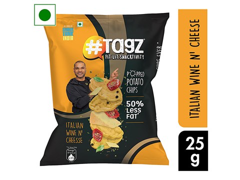 tagz Italian Wine N' Cheese Popped Potato Chips, 25 g