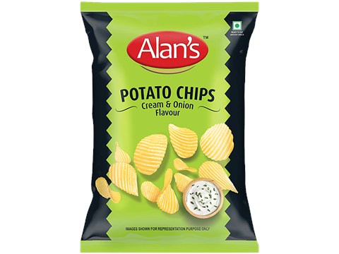 Alan's Cream & Onion Flavour Potato Chips, 90 g