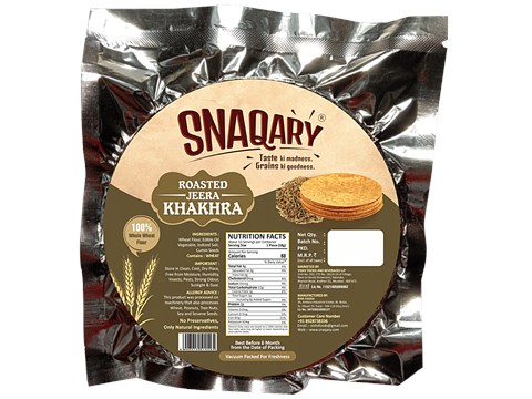 Snaqary Roasted Jeera Khakhra - Goodness Of Whole Wheat, Low Fat, Crispy, Crunchy, 200 g