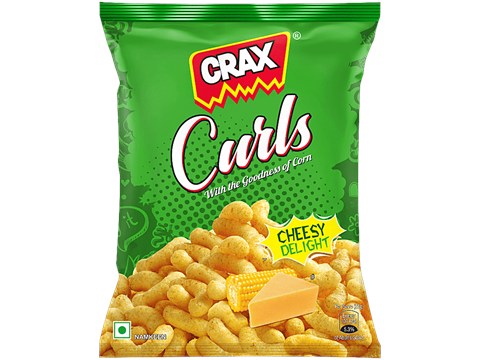 Crax Curls Cheesy Delight Corn Puffs, 82 g