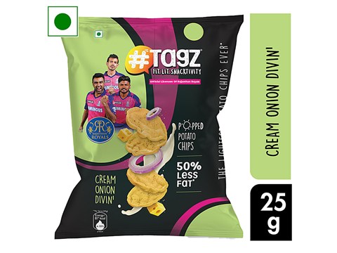 tagz Cream Onion Divin' Popped Potato Chips, 25 g