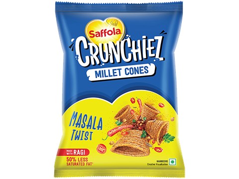 Saffola Crunchiez Millet Cones - Masala Twist, 45 g