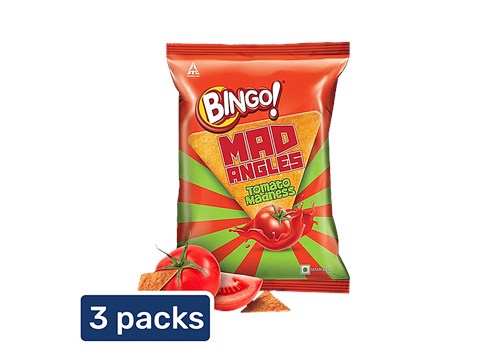 Bingo! Mad Angles Tomato Madness Triangle Chips, 3 x 60 g