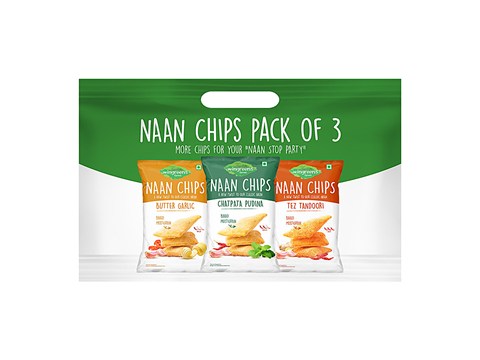 Wingreens Naan Chips - Butter Garlic, Chatpata Pudina & Tez Tandoori, 60 g