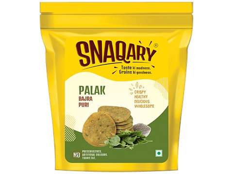 Snaqary Palak Bajra Puri - Crispy, Healthy, Delicious & Wholesome, 100 g