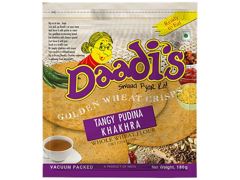 Daadi's Golden Wheat Crisps - Tangy Pudina Khakhra, 180 g