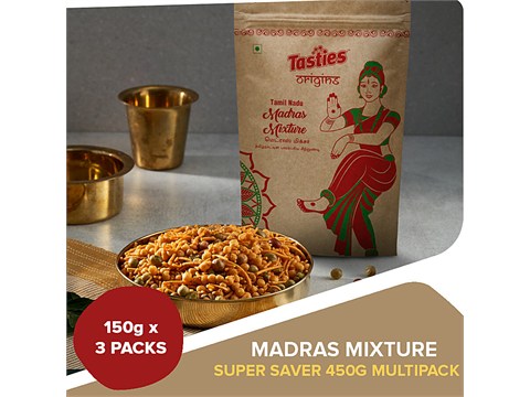 Tasties Origins Namkeen - Madras Mixture, 3x150 g