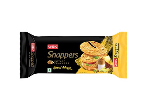 Unibic Snappers Potato Crackers - Achari Mango, Crispy & Crunchy, 75 g