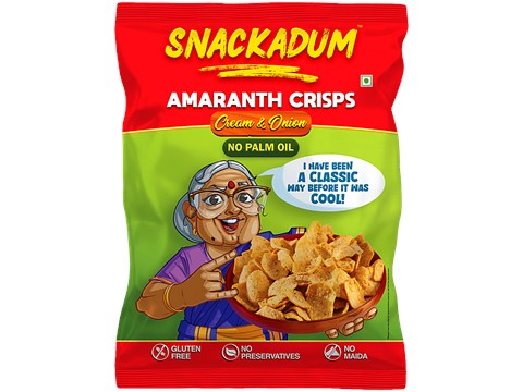 Snackadum Cream & Onion Amaranth Crisps, 35 g