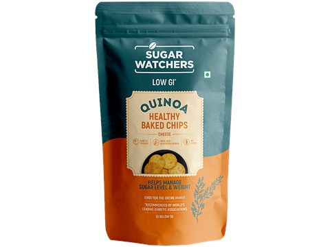 Sugar Watchers Quinoa Healthy Baked Chips - Cheese, Low GI, Diabetic Friendly, 75 g