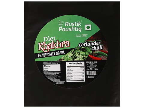 Rustik Paushtiq Coriander Chilli Diet Khakhra With Practically No Oil, 200 g