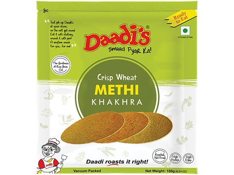 Daadi's Golden Wheat Crisps - Methi Khakhra, 180 g