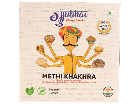 Gujjubhai Methi Khakhra - Wheat Flour, Natural & Vegan, Healthy Snack, No Maida, 180 g