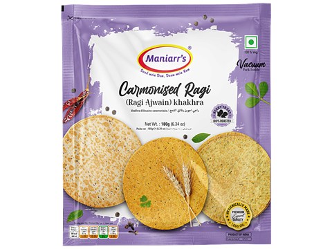 Maniarr's Carmonised Ragi Ajwain Khakhra, 180 g