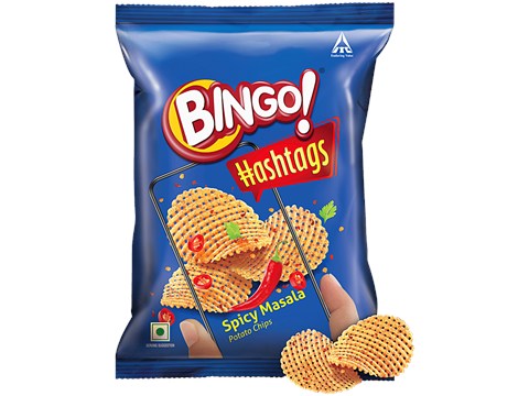 Bingo! Hashtags Spicy Masala Potato Chips, 22.5 g