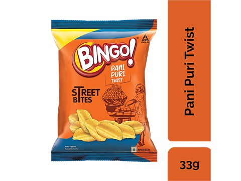 Bingo! Street Bites - Pani Puri Twist, Unique Flavour, Crispy, 33 g