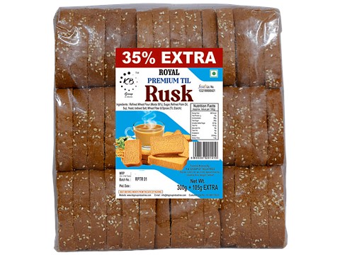Royal Premium Til Rusk - Crispy & Crunchy, Tea Time Snack, 405 g